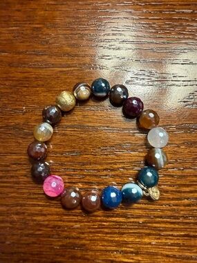 Multicolor Faceted Beaded Stretch Bracelet - Women